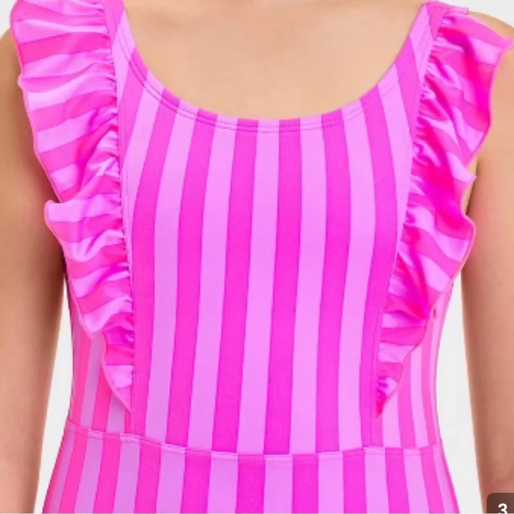 Cat & Jack Pink Striped Kids Swimsuit size medium (8) nwt